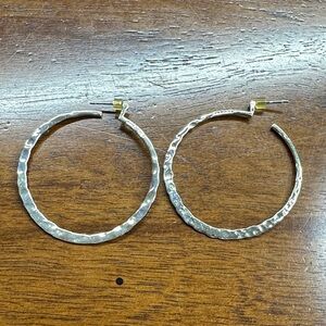 Silpada Hammered Silver 2” Hoop Earrings